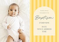 Tap to view Yellow Stripe Baptism Invite Card