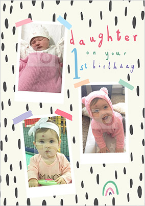 Chasing Rainbows Daughter 1st Birthday Photo Card