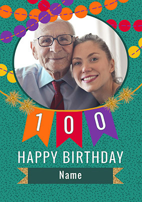 Personalised 100th Birthday Photo Card