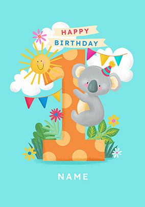 1st Birthday Koala Personalised Card