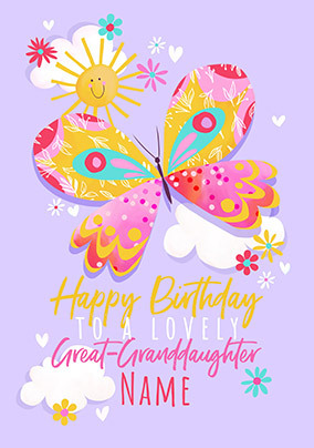 Butterfly Great Granddaughter Personalised  Birthday Card