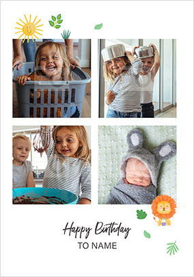 Lion Multi Photo Birthday Card