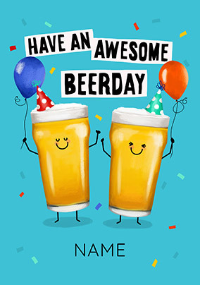 Awesome Beerday Personalised Birthday Card