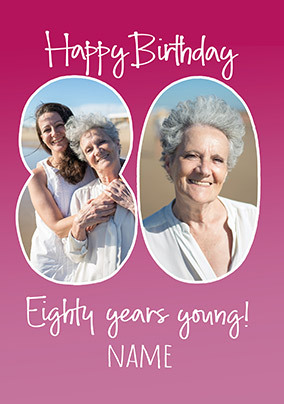 Eighty Years Young Photo Birthday Card