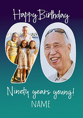 Ninety Years Young Birthday Photo Card