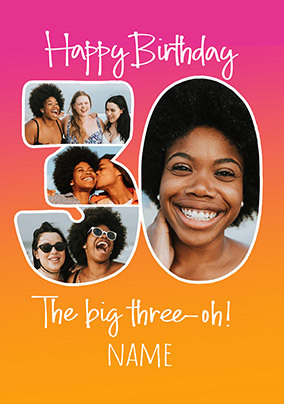 The Big Three-oh Birthday Four Photo Card