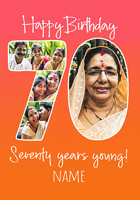 Seventy Years Young Photo Birthday Card