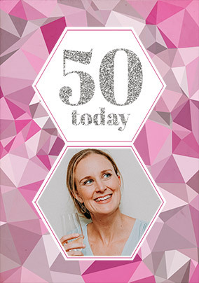5oth Pink Photo Birthday Card