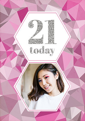 21ST Purple Photo Birthday Card