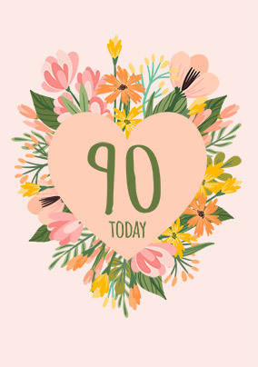 Female 90TH Birthday Flowers Card