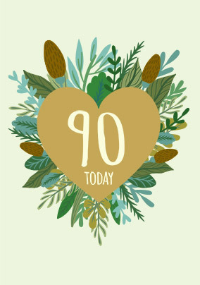 Male 90TH Birthday Flowers Card