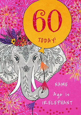 60 Age is Irrelephant Personalised Birthday Card