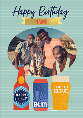 Single Photo Cold Beer Birthday Card