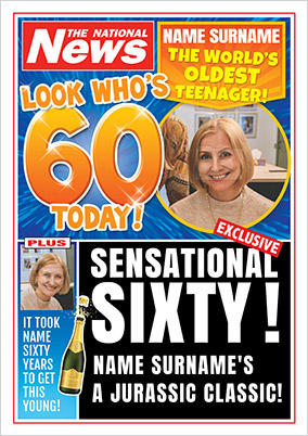 60TH Birthday News Photo Card