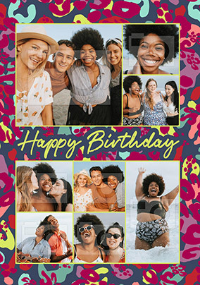 Leopard Mania Multi Photo Birthday Card