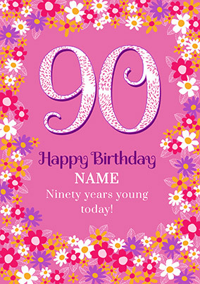 Ninety Years Young Personalised Birthday Card