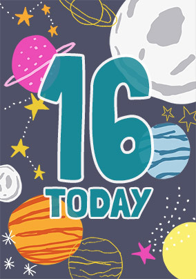 16 Planets Birthday Card
