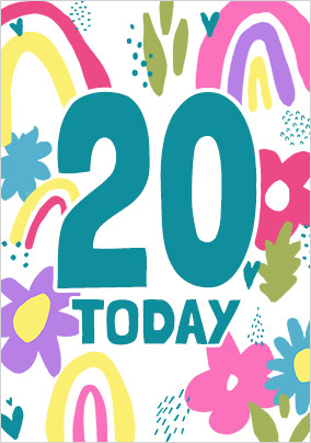 20TH Flowers Birthday Card