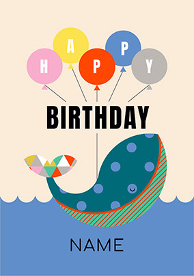 Cute Whale Personalised Birthday Card