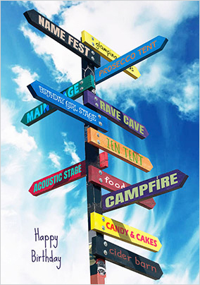 Signpost Festival Birthday Card