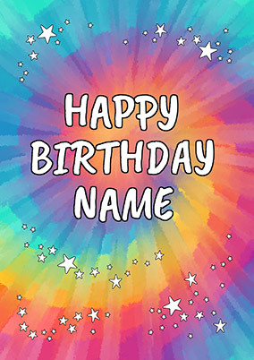 Tie Dye Personalised Birthday Card