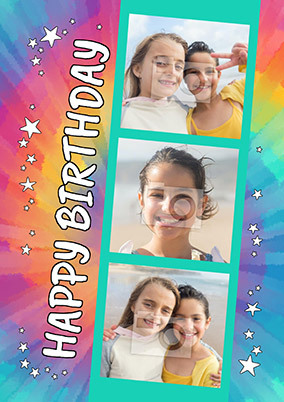 Tie Dye Multi Photo Birthday Card