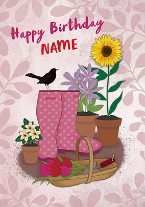 Wellies Personalised Birthday Card