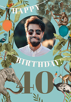 Animals For Him 40TH Photo Birthday Card