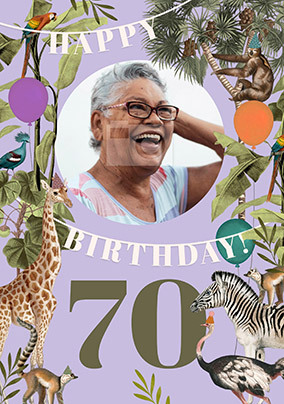 Animals For Her 70TH Photo Birthday Card