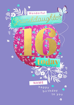 Granddaughter 16th Birthday Personalised Card