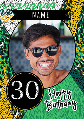 30th Birthday Patterned Photo Card