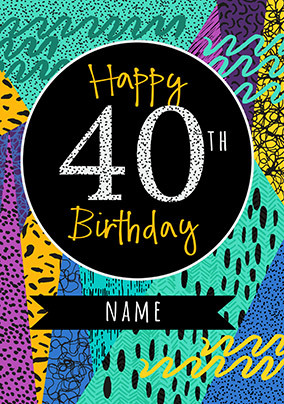 40th Birthday Pattern Personalised Card