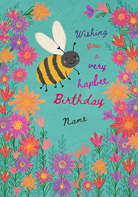 Personalised Hapbee Birthday Card | Funky Pigeon