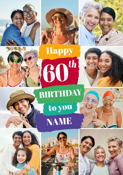 Happy 60th Birthday 10 Photo Card
