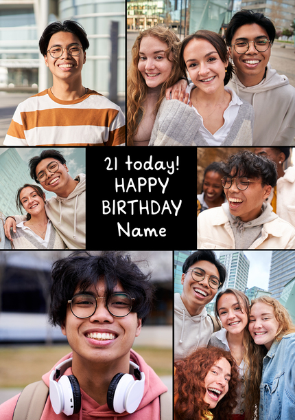 21 Today Happy Birthday 6 Photo Card