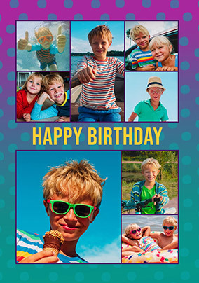 Spotty Dotty 8 Photo Birthday Card