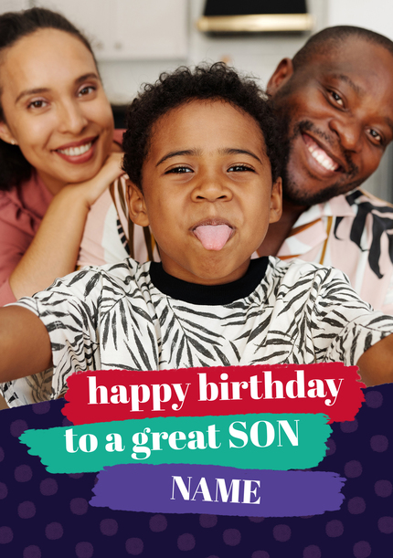 Great Son Photo Birthday Card