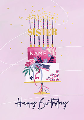 Sister Birthday Cake Card