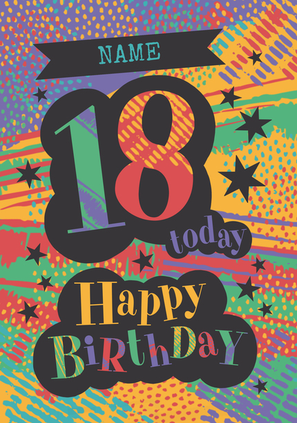 18 Today Happy Birthday Pattern Personalised Card | Funky Pigeon