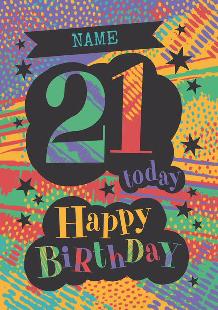 21 Today Happy Birthday Pattern Personalised Card