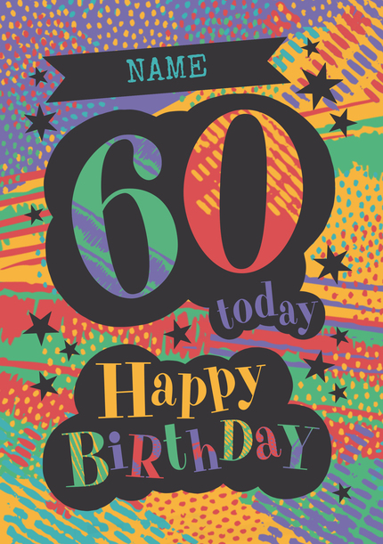 60 Today Happy Birthday Pattern Personalised Card