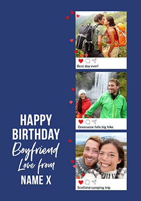 3 Photo Boyfriend Birthday Card