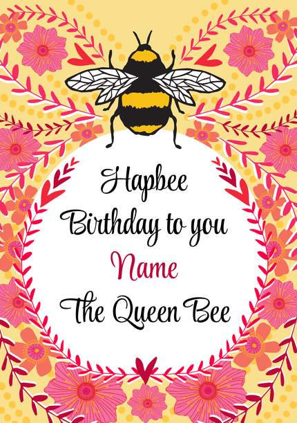 Hap-bee Birthday Personalised Card