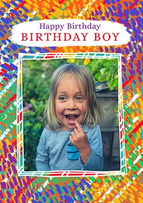 Birthday Boy Retro Pattern Photo Card