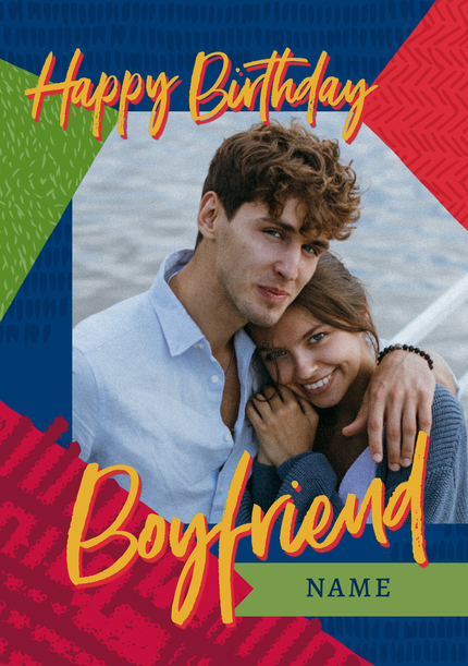 Boyfriend Pattern Photo Birthday Card