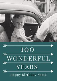 Tap to view 100 Wonderful Years Birthday Card