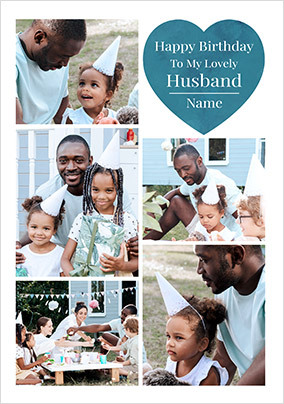 Lovely Husband 5 Photo Birthday Card