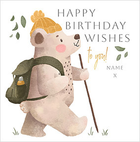 Cinnamon Bear Birthday Wishes Card