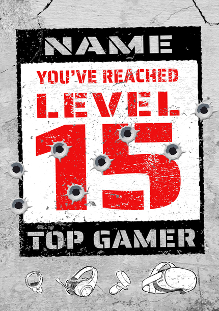 Top Gamer 15th Birthday Card