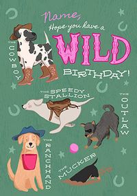 Tap to view Wild West Dogs Personalised Birthday Card